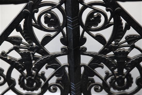 A Coalbrookdale black painted cast iron hall stand, designed by Dr Christopher Dresser, c.1867, H.5ft 6in.